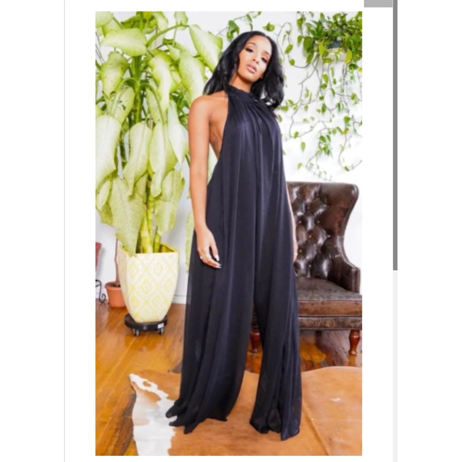 Backless Wide Leg Jumpsuit 